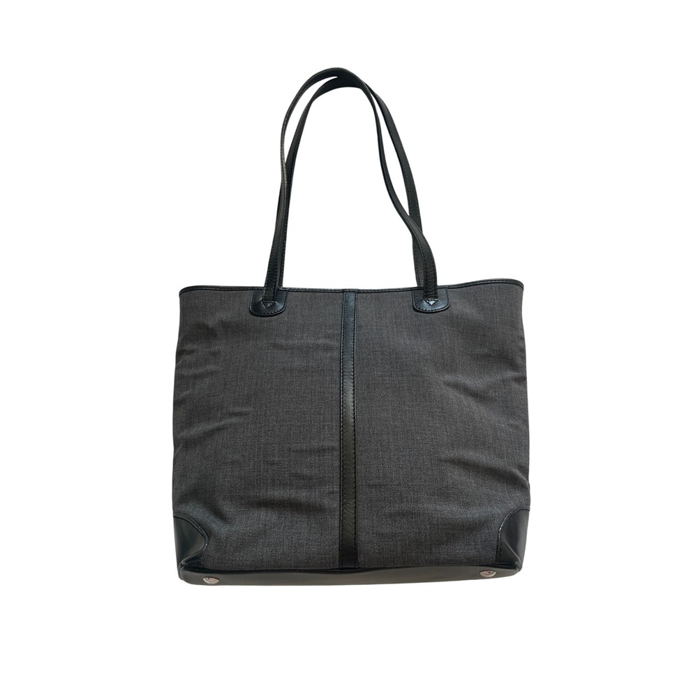 Made in Italy Wool Leather Trim Tote Bag Charcoal Grey Black by Talbots - Picture 2 of 6